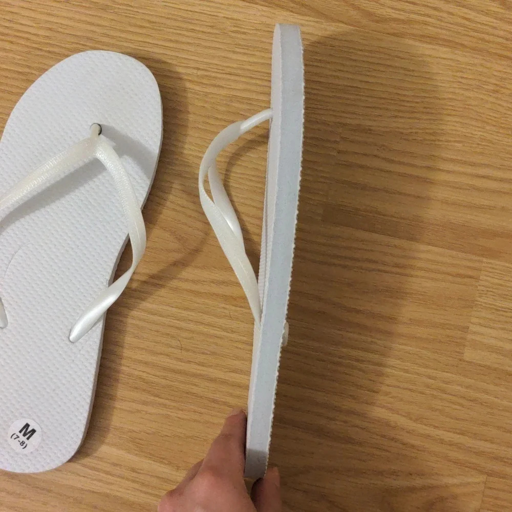 White/Light Gray Flip Flops - Picture 7 of 8